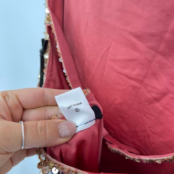 h:ours | NWT Vega Dress in Quartz Rose Gold Sequined Open Back Mini Dress L - Picture 15 of 15